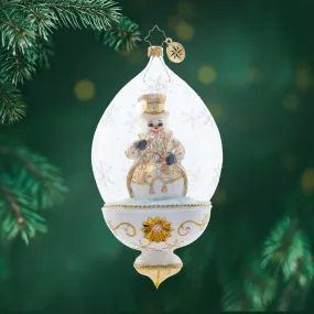 Golden Snowman Globe Ornament