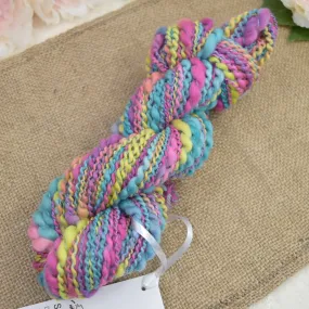 Hand Spun Thick & Thin Tasmanian Merino Yarn in Sunshine