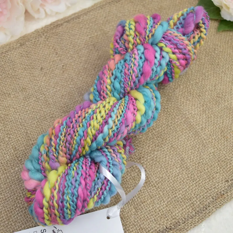 Hand Spun Thick & Thin Tasmanian Merino Yarn in Sunshine