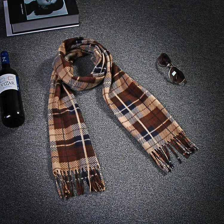 Handmade Autumn And Winter Velvet Fleece Plaid Scarf