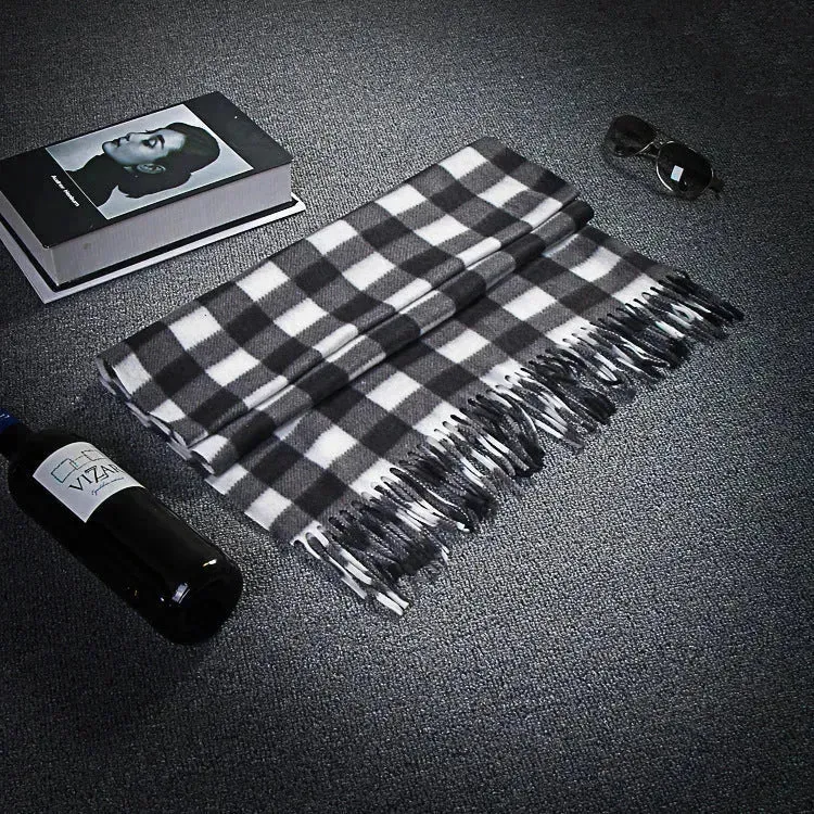 Handmade Autumn And Winter Velvet Fleece Plaid Scarf