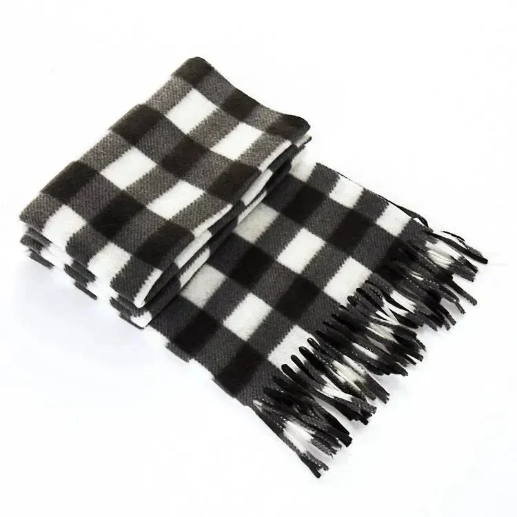 Handmade Autumn And Winter Velvet Fleece Plaid Scarf
