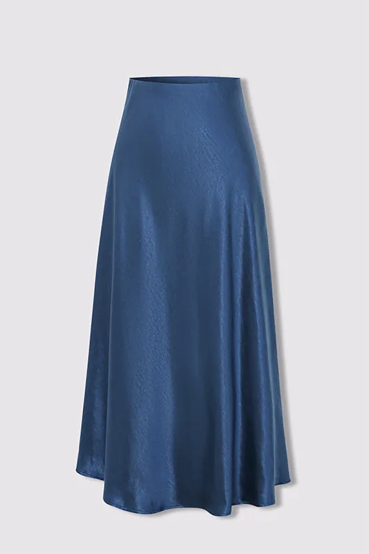Haven Petrol Satin Floaty Bias Cut Maxi Skirt