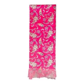Hotpink Paisley Printed Scarf With Pocket Square