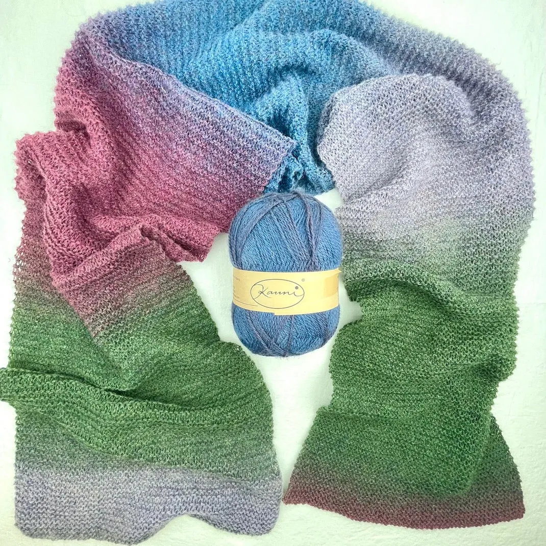 Kauni Effektgarn Garter Stitch Scarf Knitting Kit | Kauni Effektgarn & Knitting Pattern (#245)