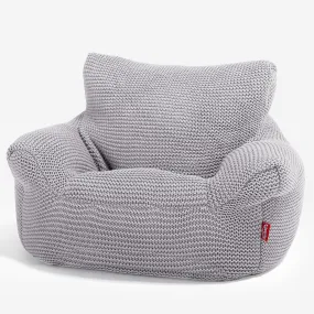 Kids Armchair Bean Bag for Toddlers 1-3 yr - Ellos Knitted Light Grey
