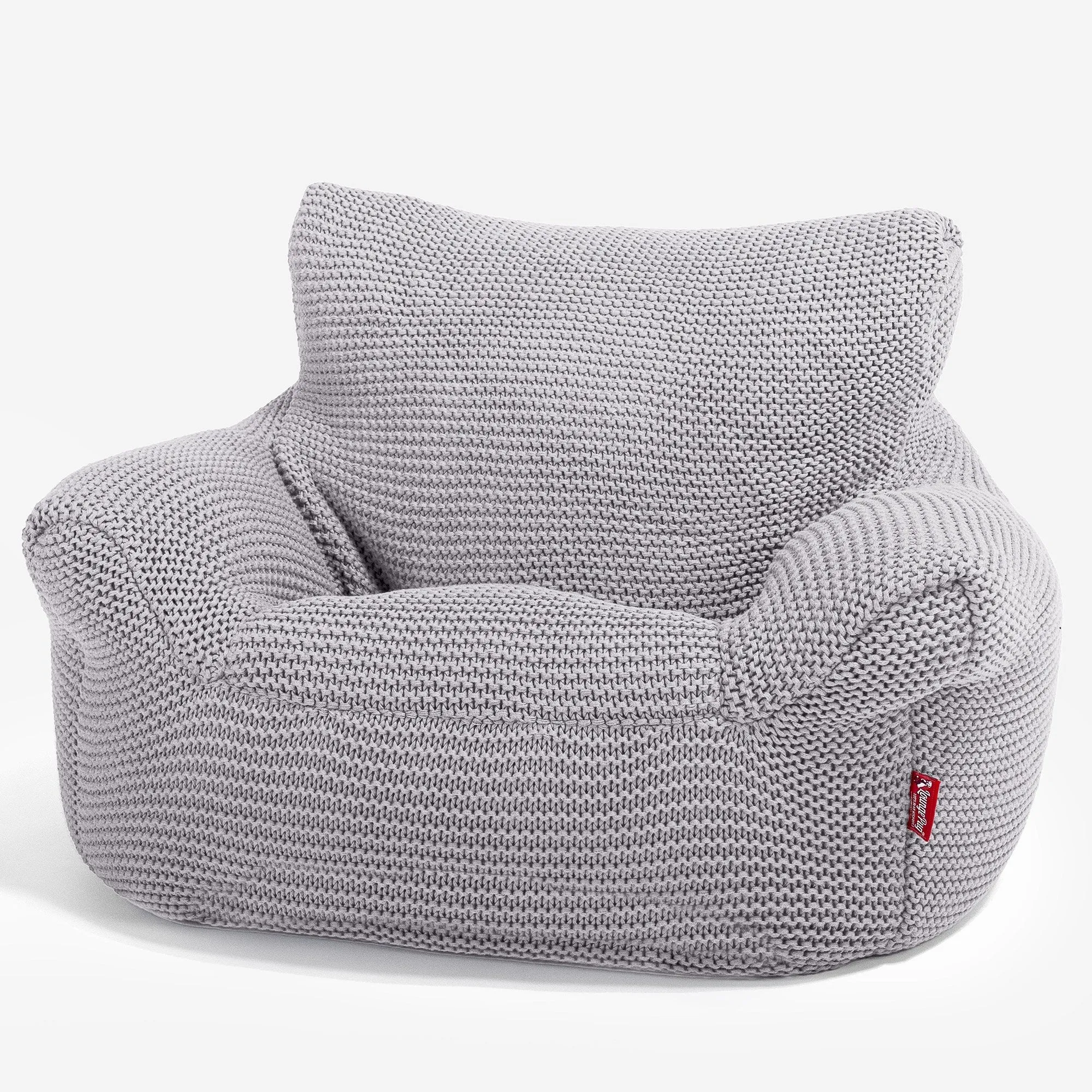 Kids Armchair Bean Bag for Toddlers 1-3 yr - Ellos Knitted Light Grey