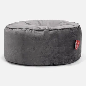 Large Round Pouffe - Velvet Graphite Grey