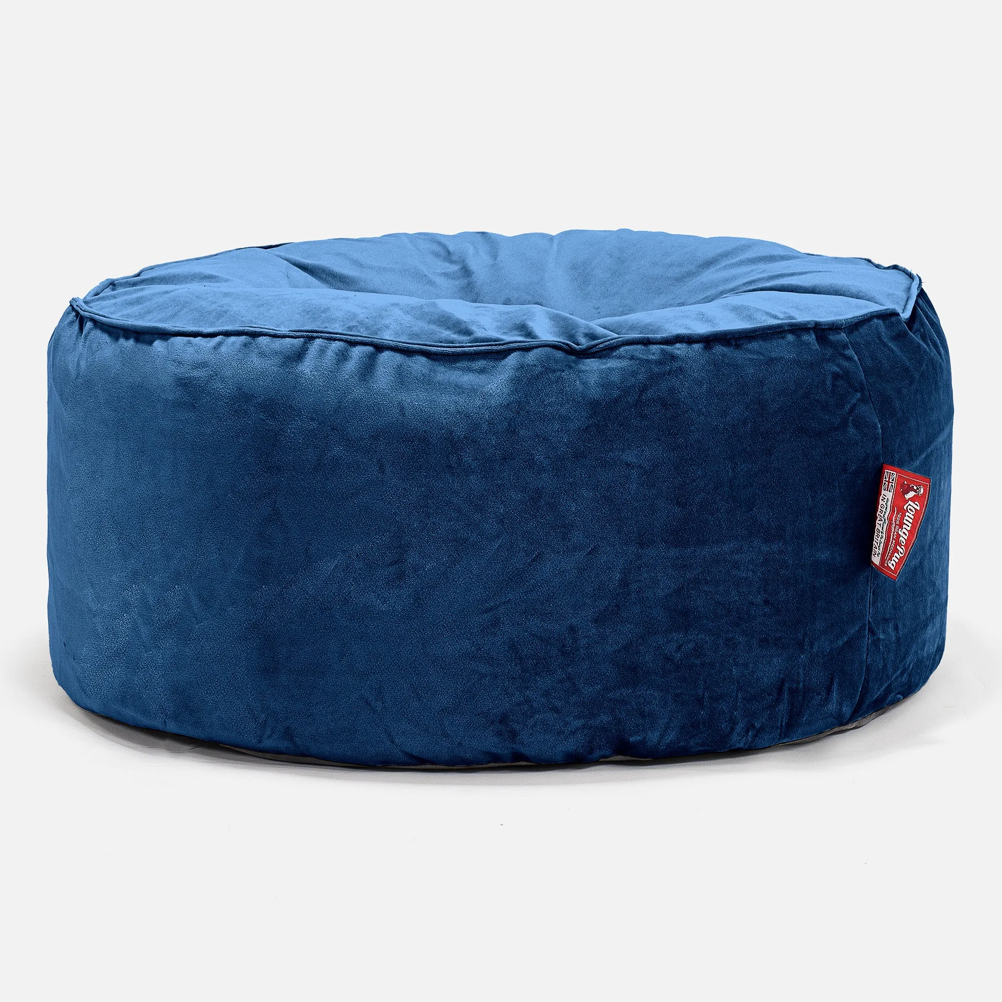 Large Round Pouffe - Velvet Midnight Blue