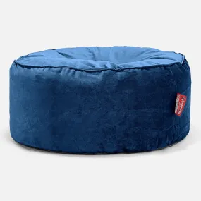 Large Round Pouffe - Velvet Midnight Blue