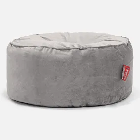Large Round Pouffe - Velvet Silver