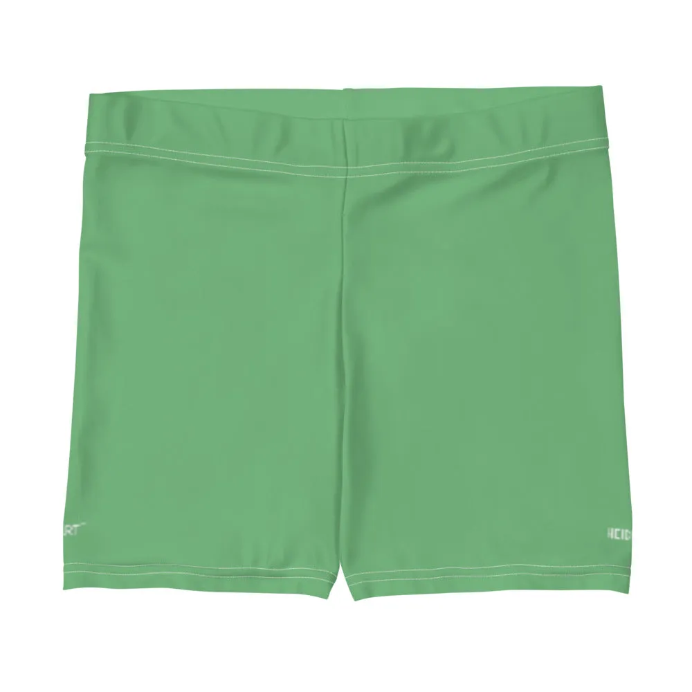 Lime Green Solid Color Shorts, Light Pastel Jade Green Short Gym Tights-Made in USA/EU/MX