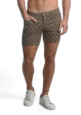 Limited Edition Printed Bronze & Tan Bursts Shorts