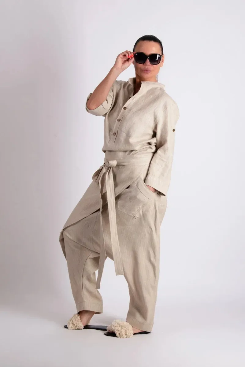 Linen Drop Crotch Pants LESILA
