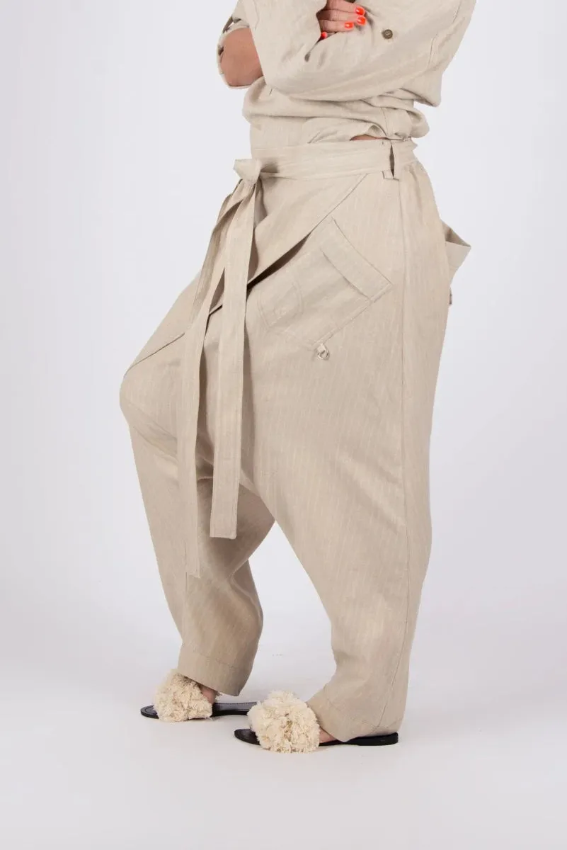 Linen Drop Crotch Pants LESILA