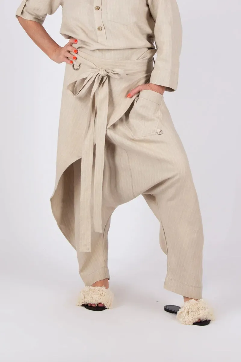 Linen Drop Crotch Pants LESILA