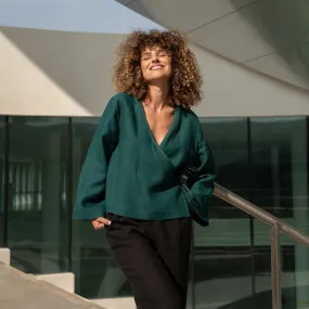 Linen Wrap Top Thea