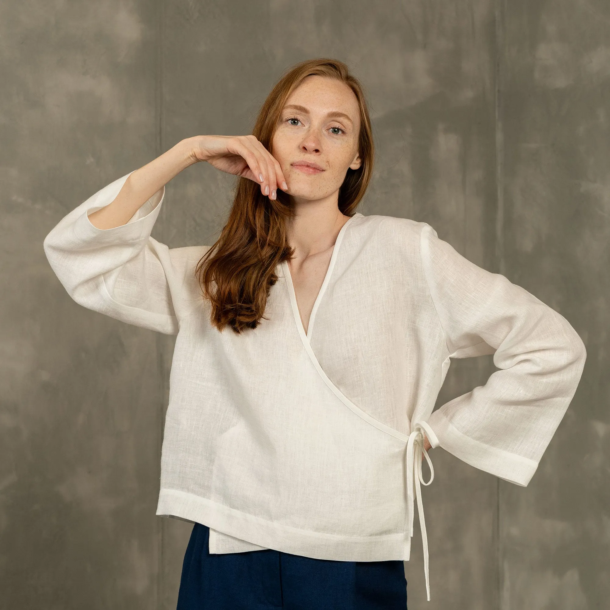 Linen Wrap Top Thea