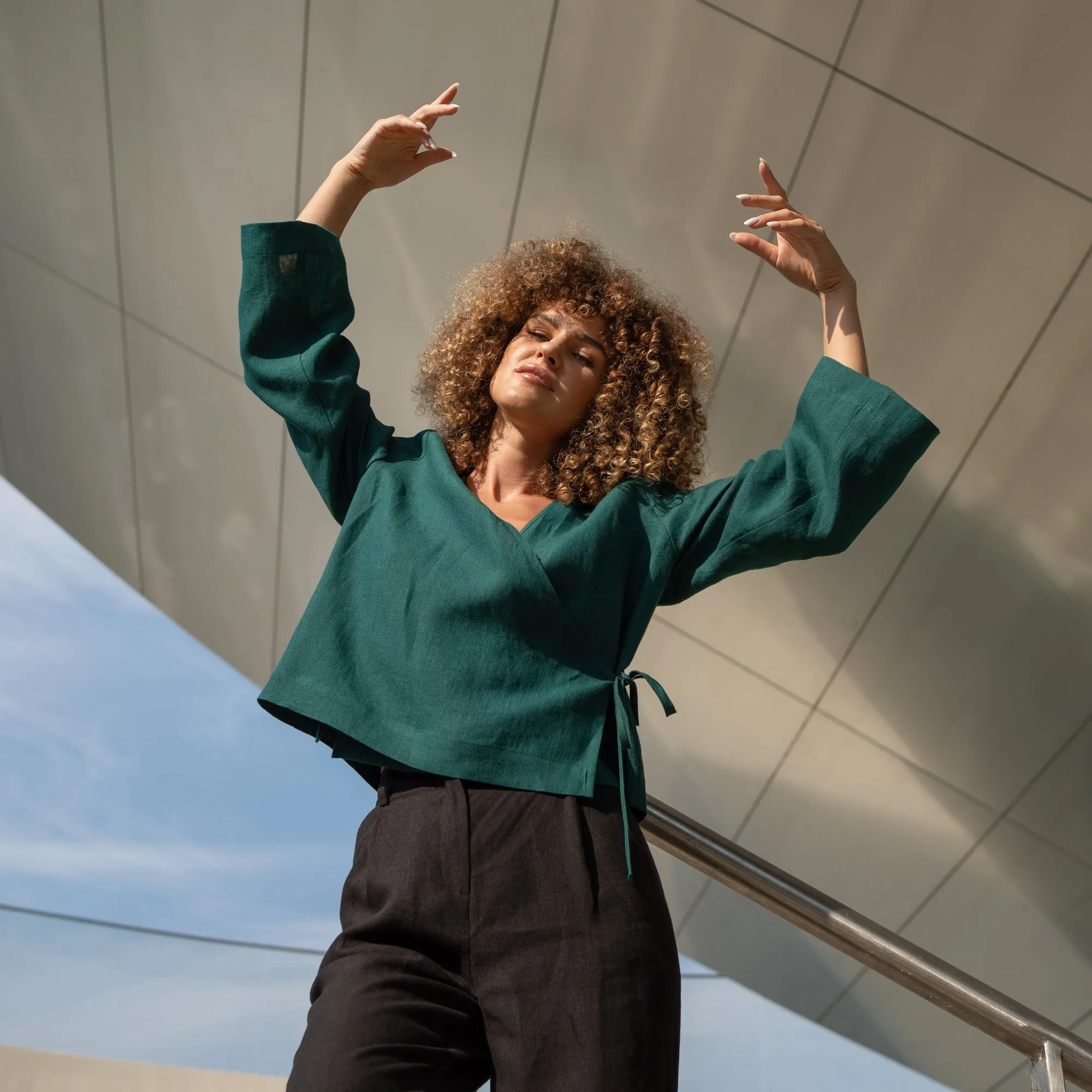 Linen Wrap Top Thea