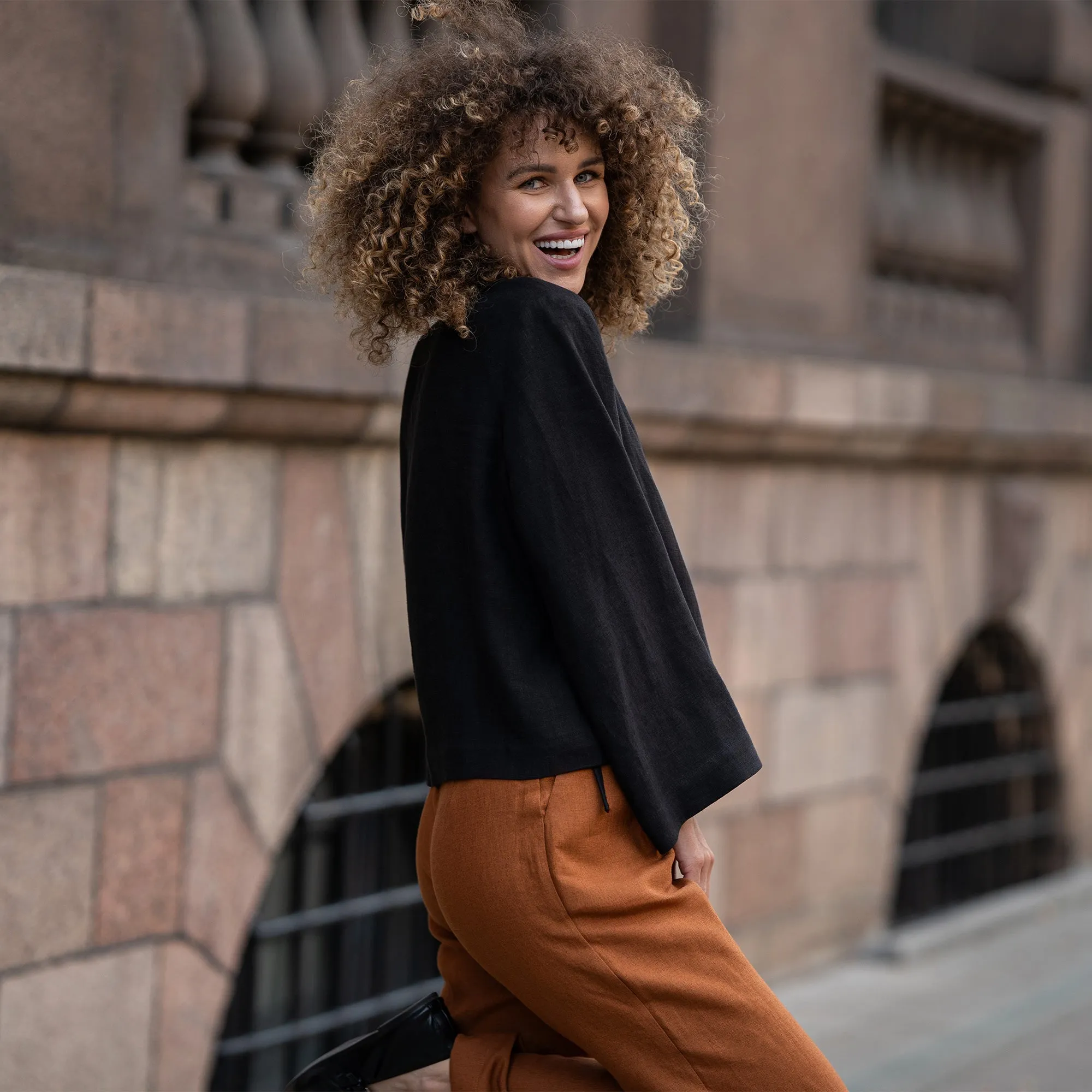 Linen Wrap Top Thea