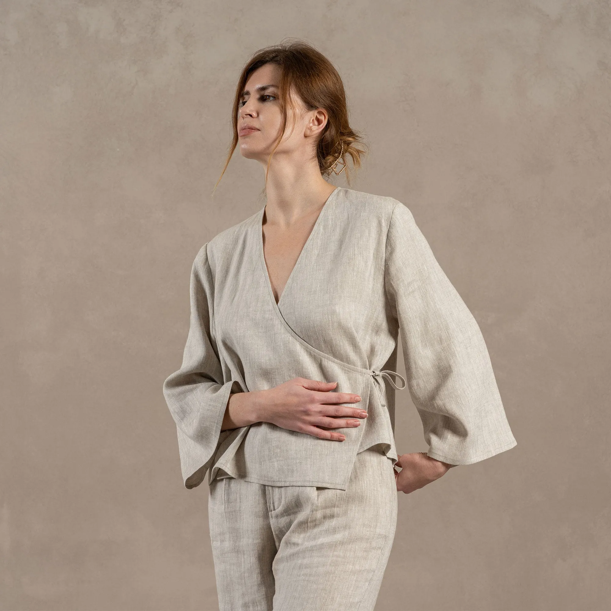 Linen Wrap Top Thea