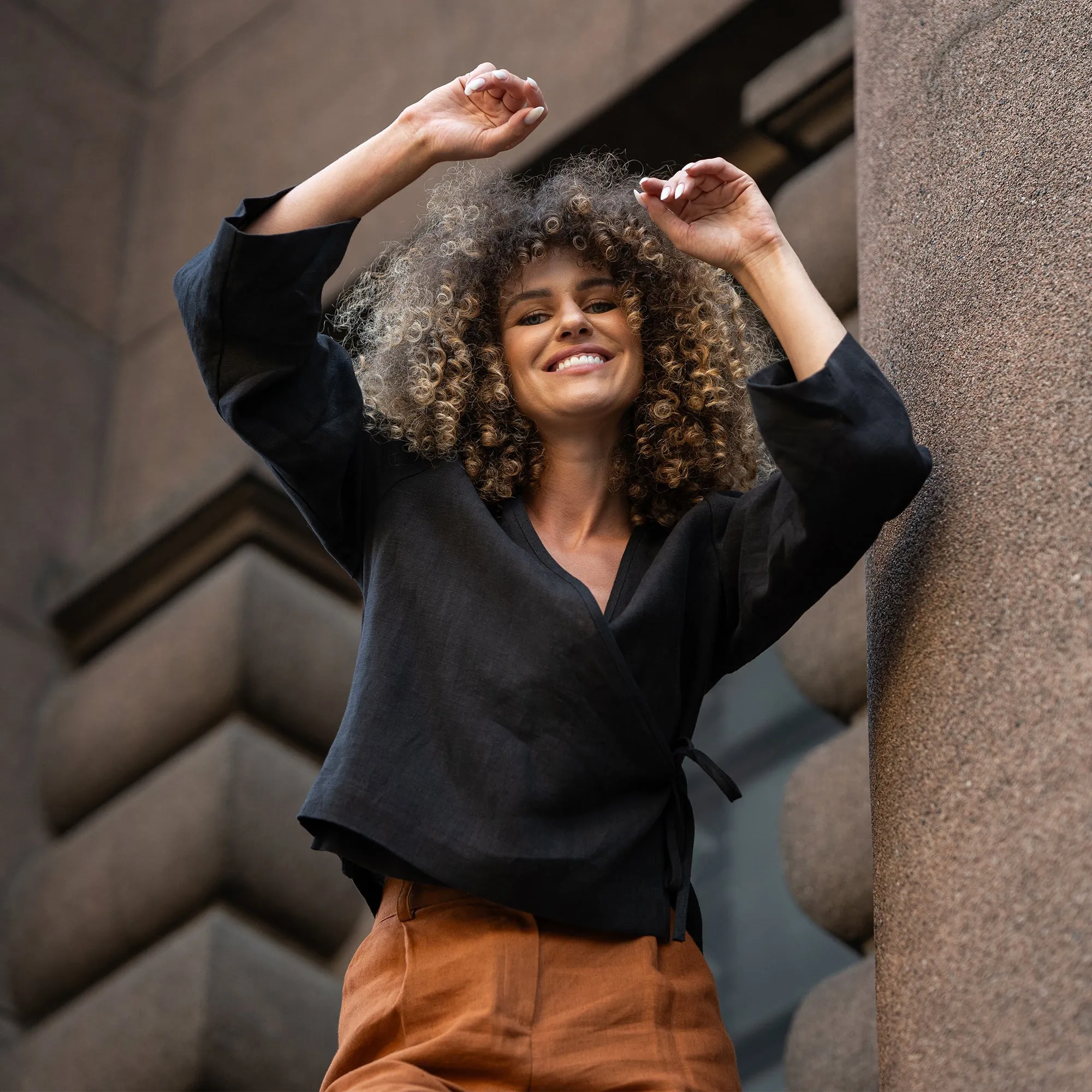 Linen Wrap Top Thea
