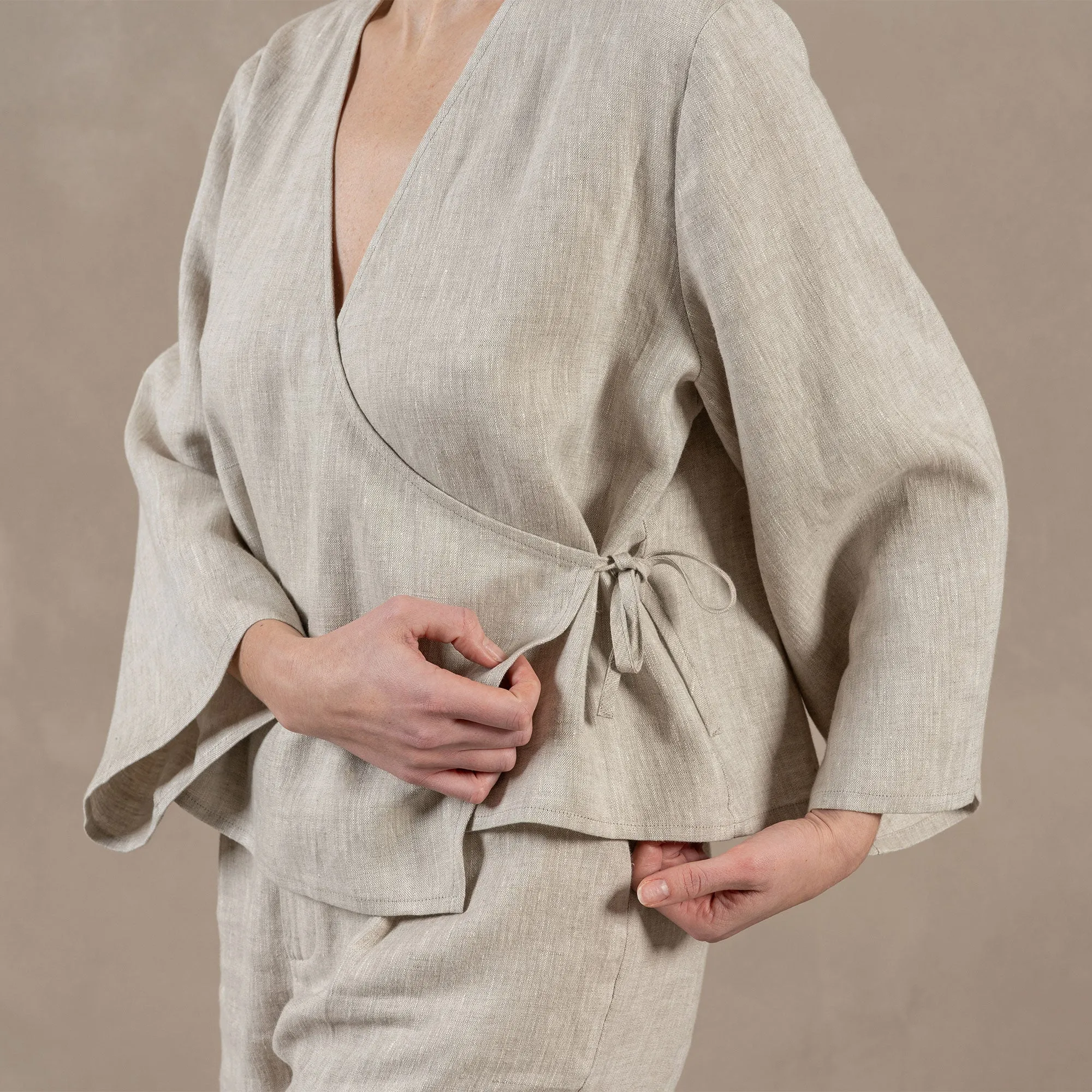 Linen Wrap Top Thea