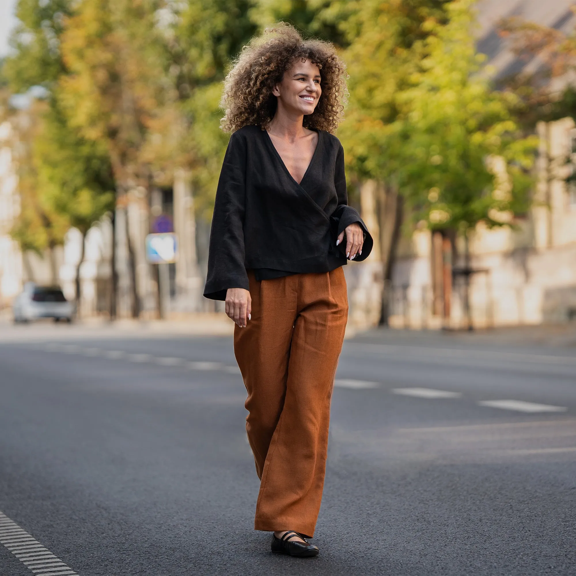 Linen Wrap Top Thea