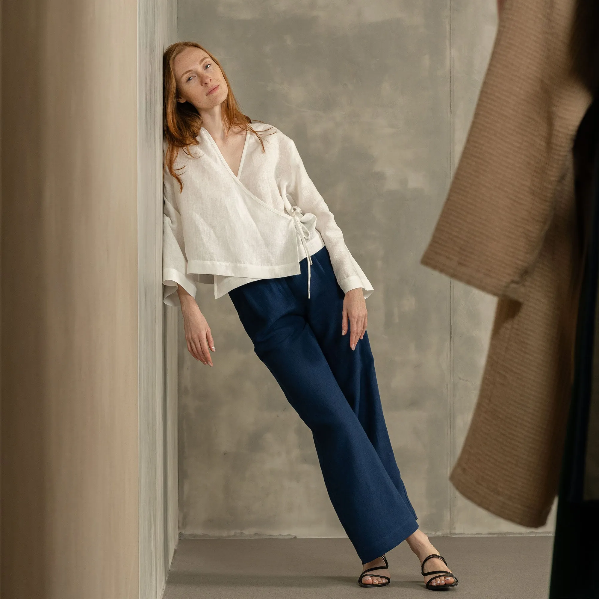 Linen Wrap Top Thea
