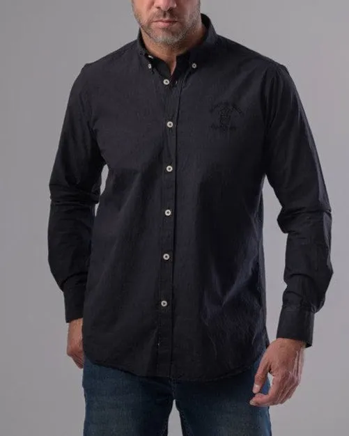LONG SLEEVE PLAIN SHIRT - BLACK