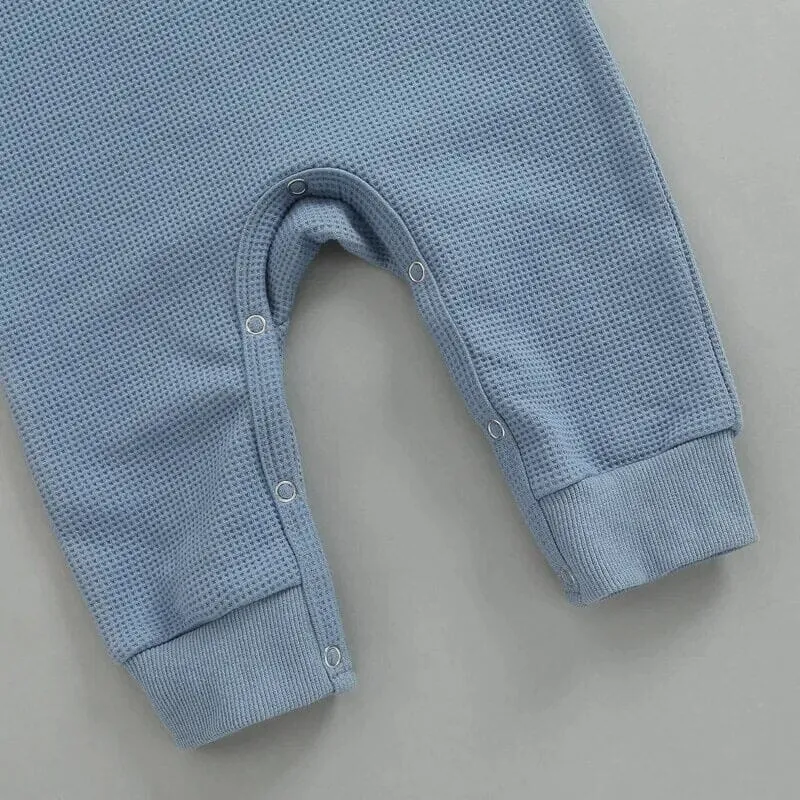 Long Sleeve Solid Waffle Baby Jumpsuit