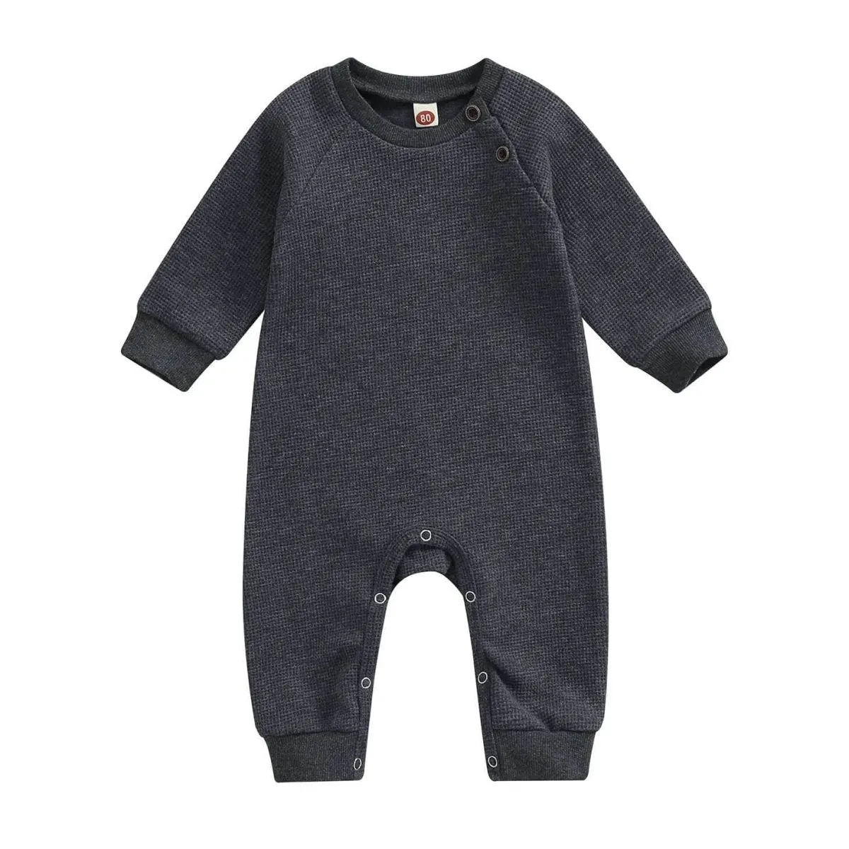 Long Sleeve Solid Waffle Baby Jumpsuit