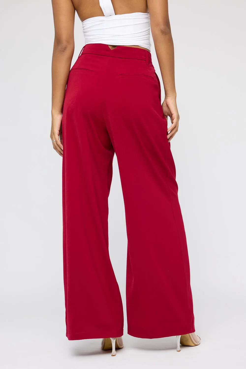Maple Red Super Flared Korean Pants