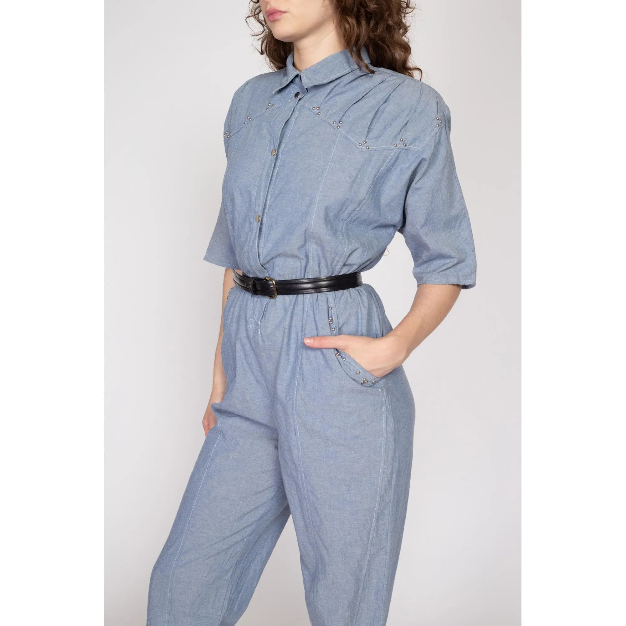 Med-Lrg 80s Chambray Devil Brigade Jumpsuit