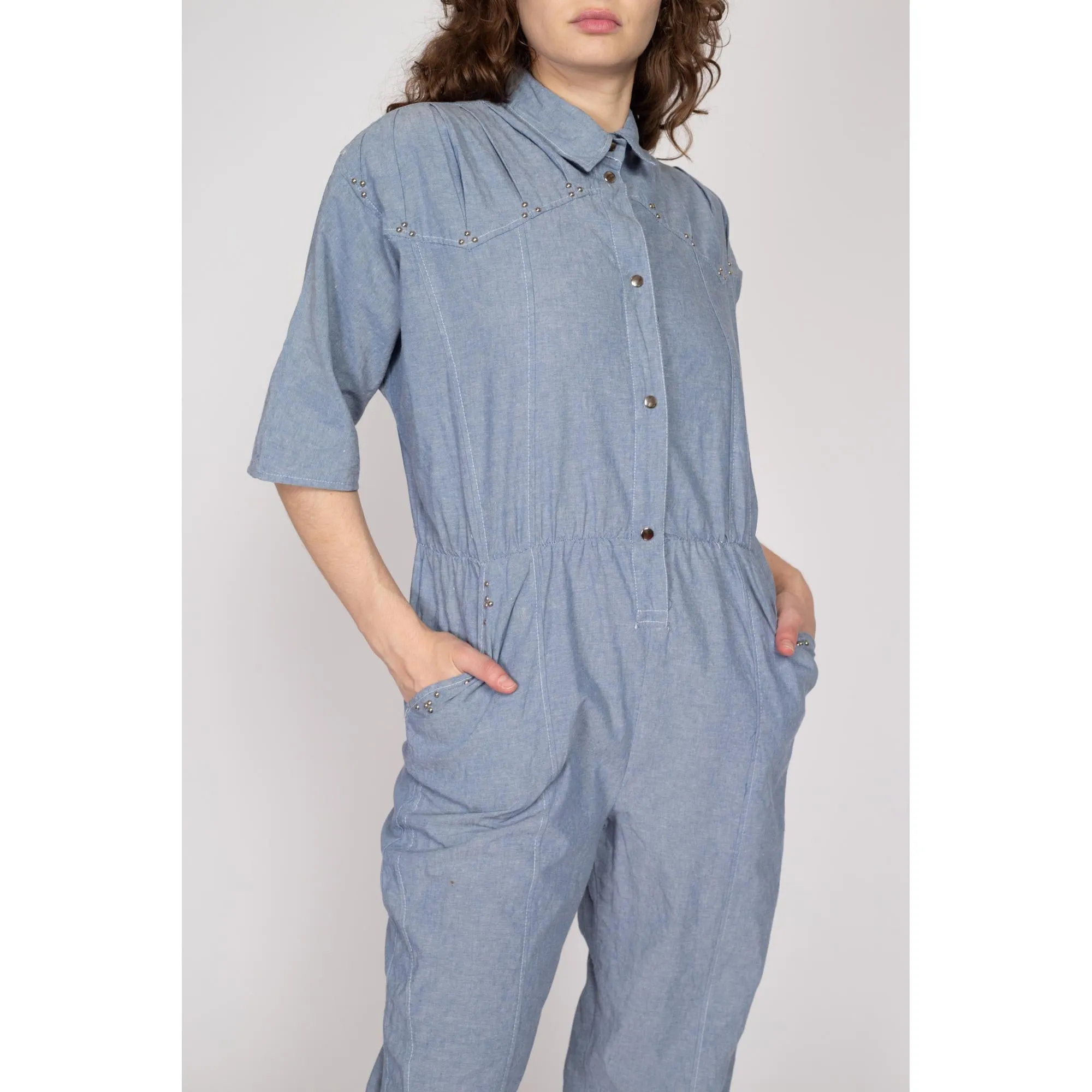 Med-Lrg 80s Chambray Devil Brigade Jumpsuit