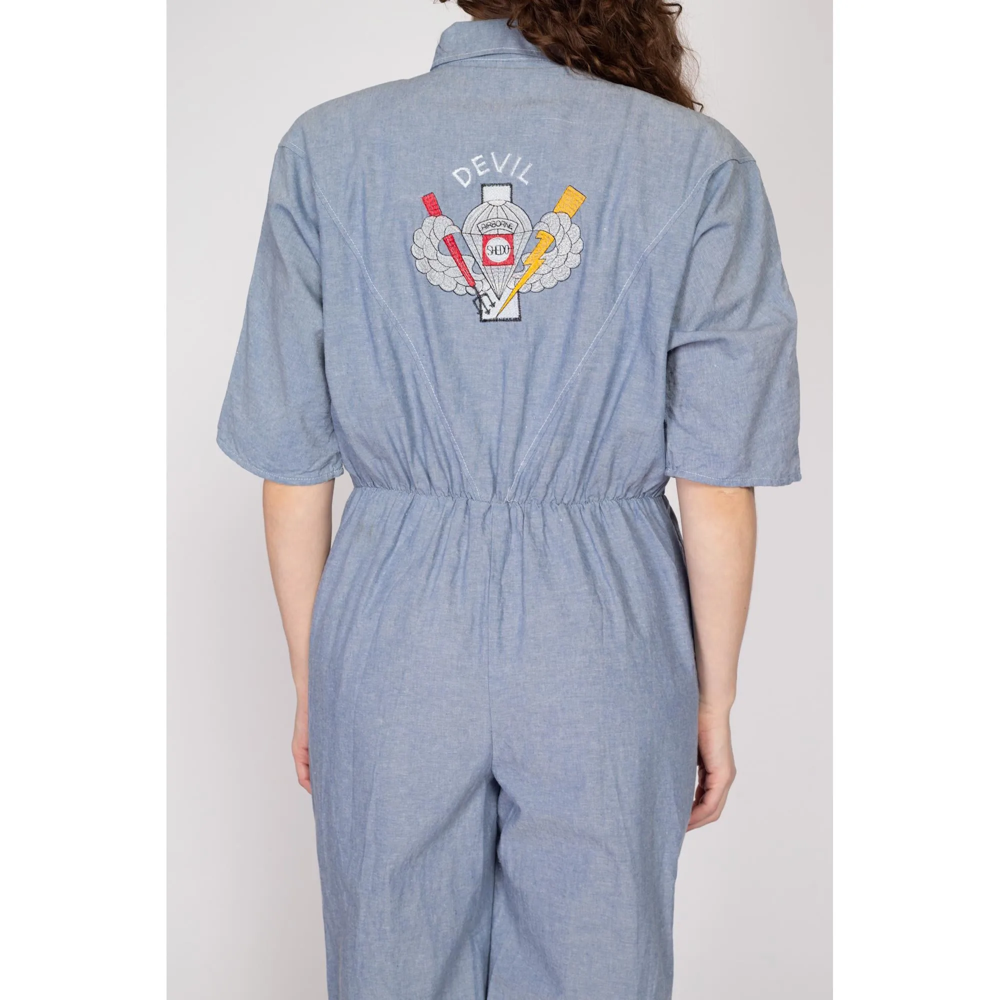 Med-Lrg 80s Chambray Devil Brigade Jumpsuit