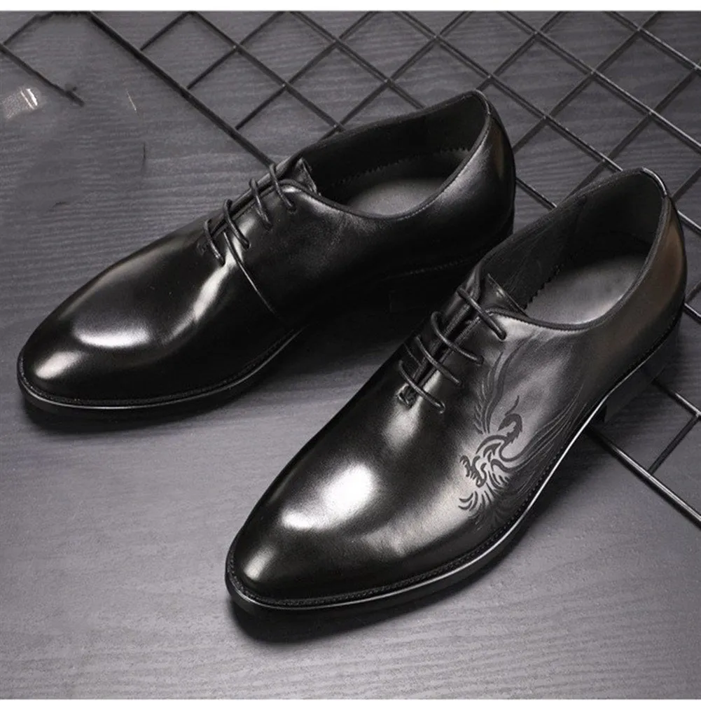 Men Lace Up Pointed Derby Oxford Shoes