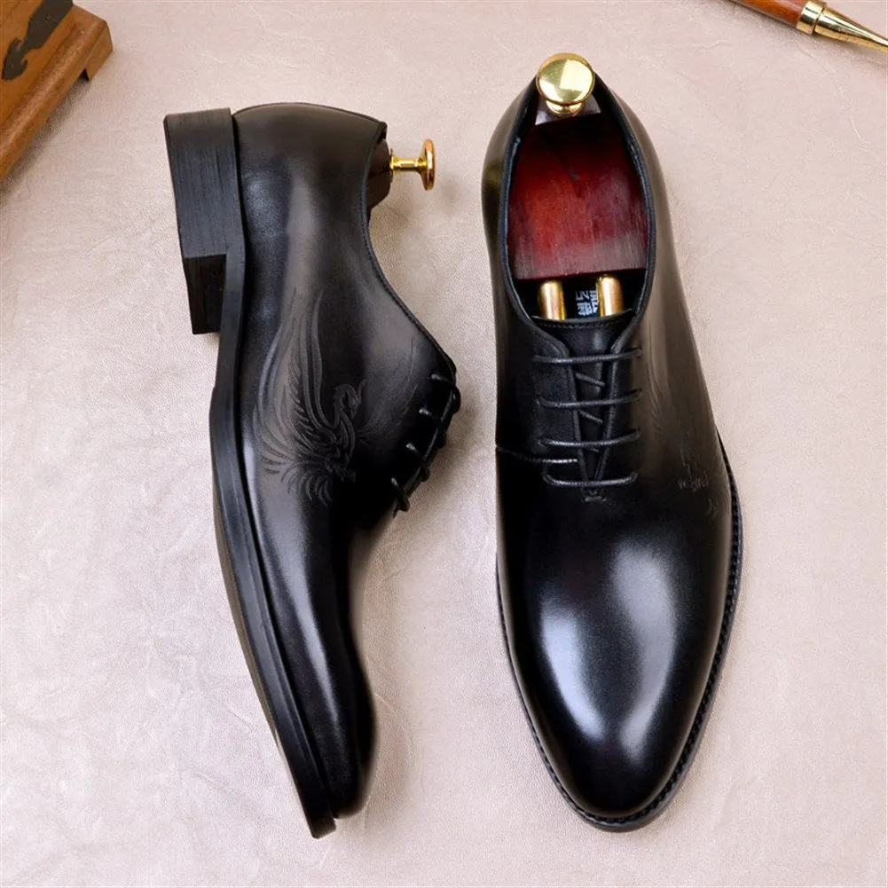 Men Lace Up Pointed Derby Oxford Shoes