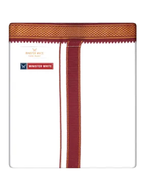 Mens Cotton White Colour Double Layered with Myilkhgan Border Velcro Pocket Dhoti - Kanishka