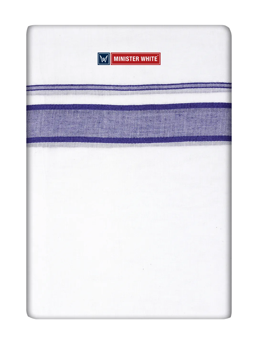 Mens Cotton White Double Layered Dhoti with Purple Fancy Kara- Empuran