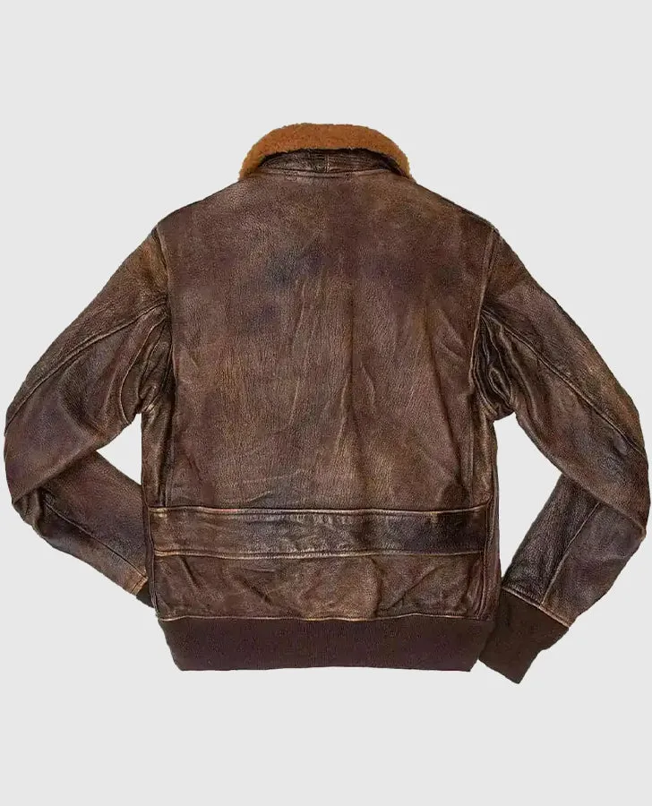 Men's Distressed Brown Flight Bomber Jacket