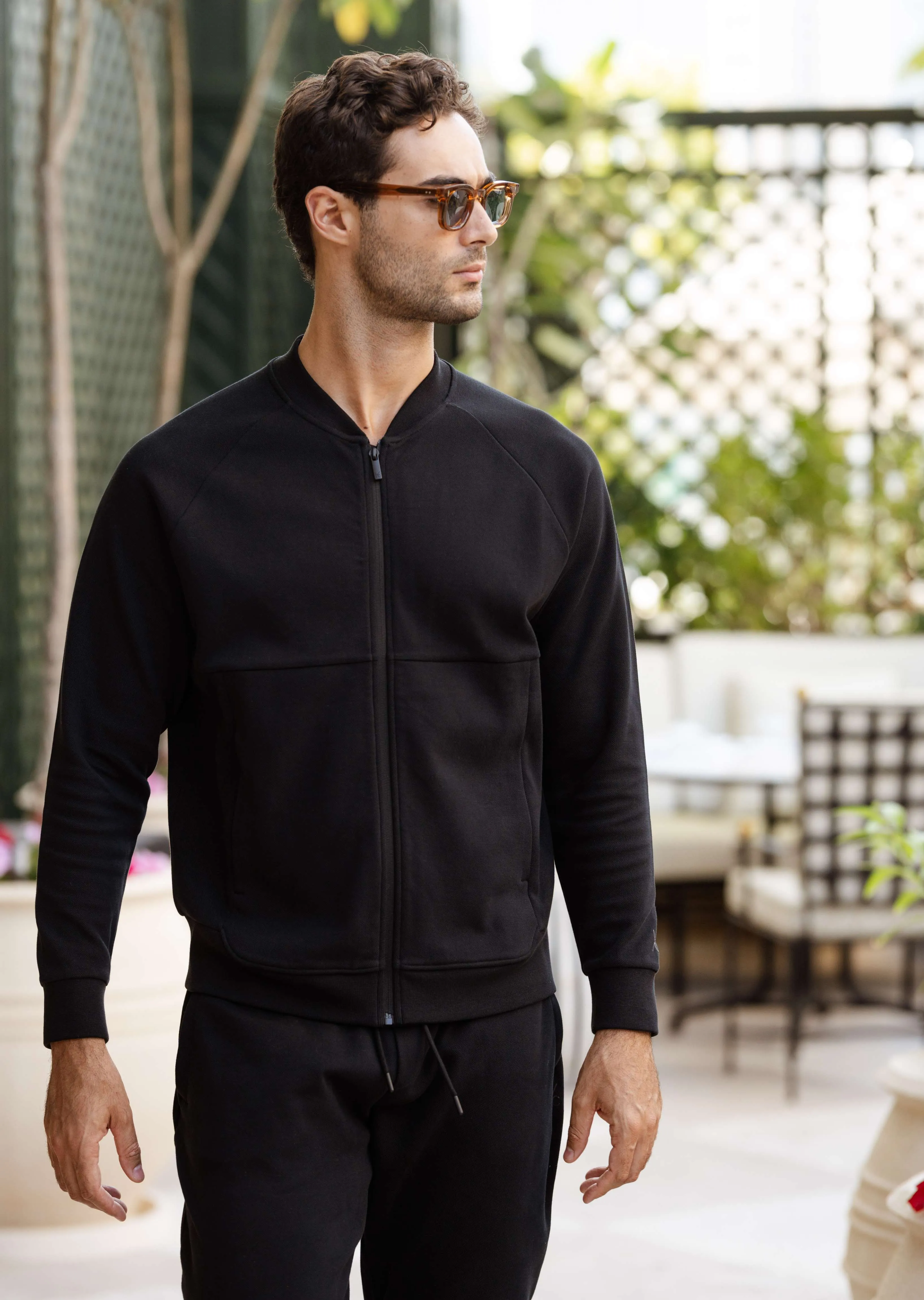 Mens Premium Textured Bomber Black
