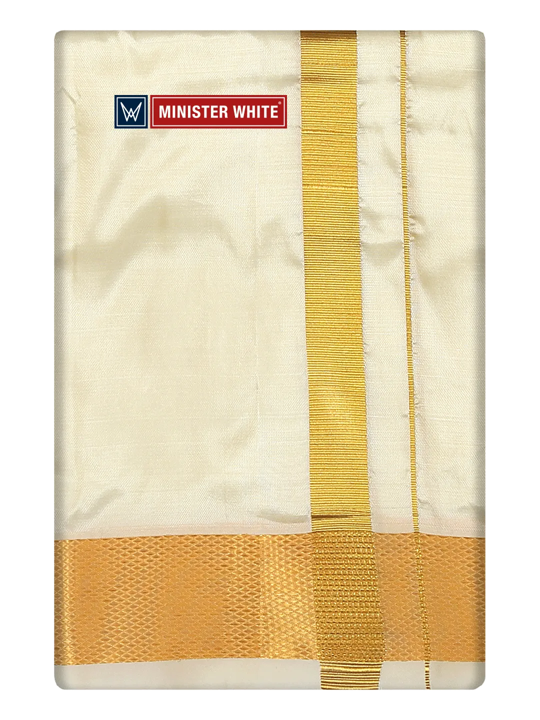 Mens Silk Mix Double Layer Cream Dhoti with 100K Gold Jari Border - Prince 100K