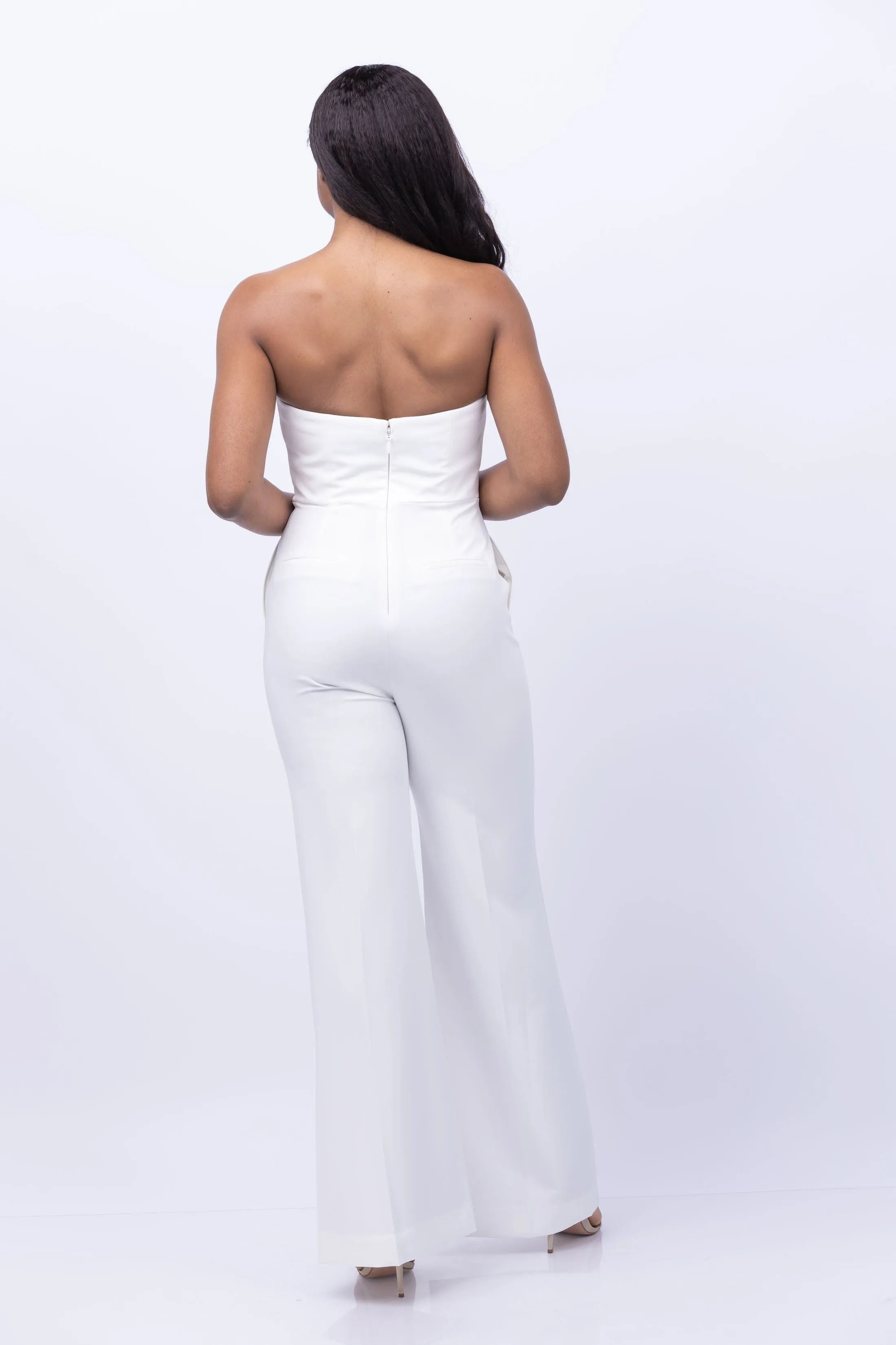 Milly Atlas Cady One Shoulder Jumpsuit in Ecru