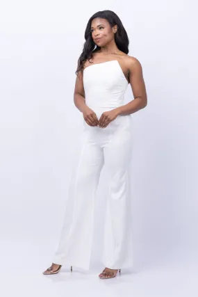Milly Atlas Cady One Shoulder Jumpsuit in Ecru