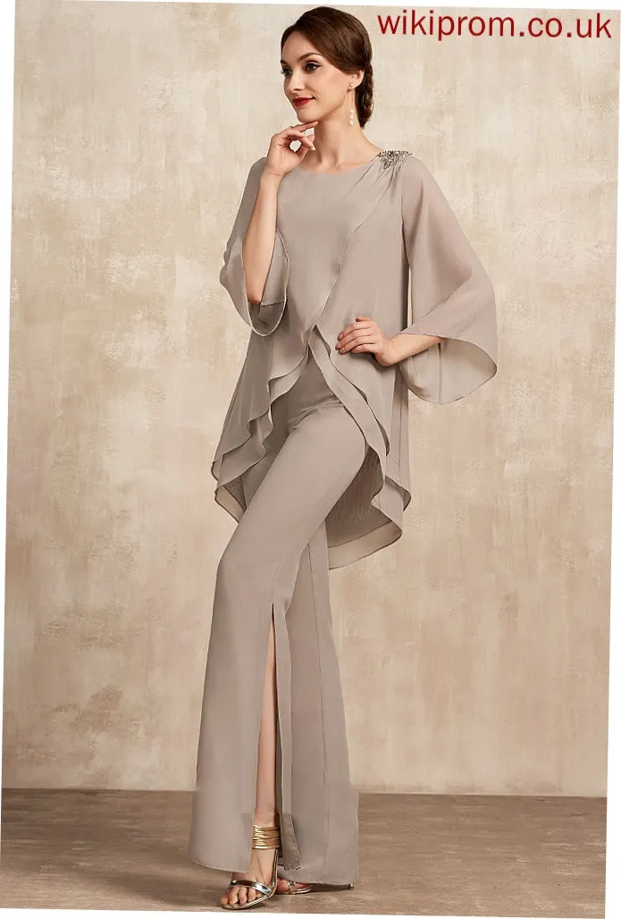 Mother Poll Mother of the Bride Dresses Neck of Floor-Length Bride the Chiffon Jumpsuit/Pantsuit Dress Scoop