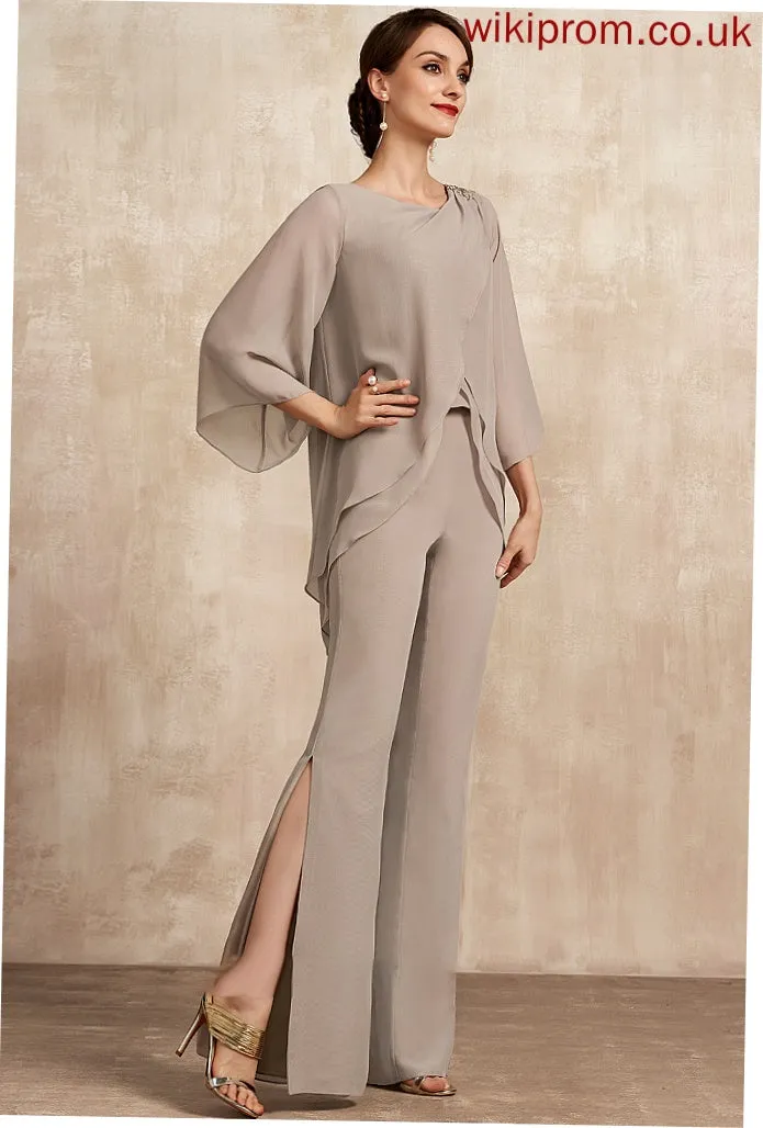 Mother Poll Mother of the Bride Dresses Neck of Floor-Length Bride the Chiffon Jumpsuit/Pantsuit Dress Scoop