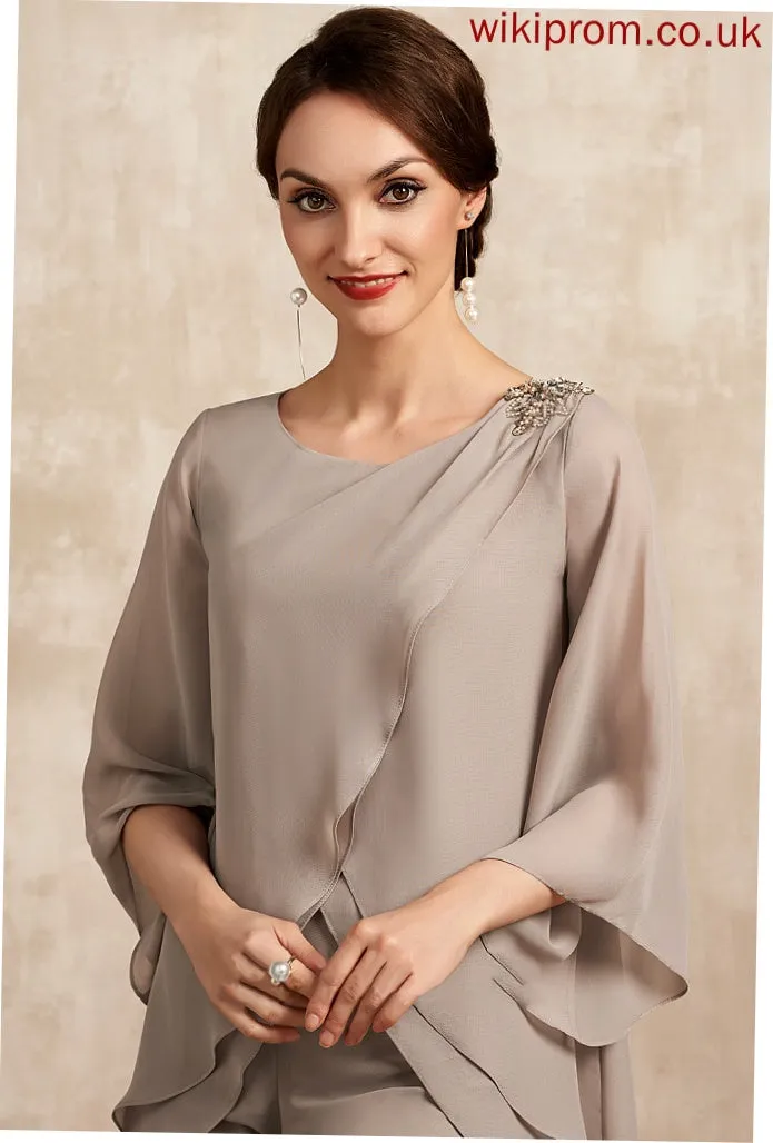 Mother Poll Mother of the Bride Dresses Neck of Floor-Length Bride the Chiffon Jumpsuit/Pantsuit Dress Scoop