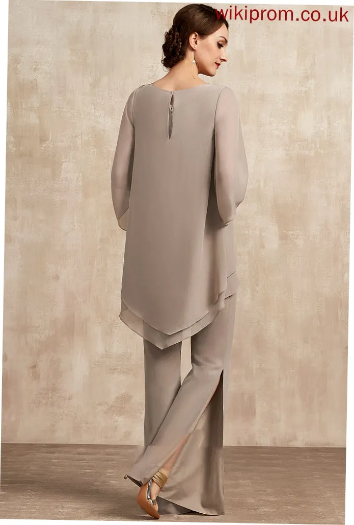 Mother Poll Mother of the Bride Dresses Neck of Floor-Length Bride the Chiffon Jumpsuit/Pantsuit Dress Scoop