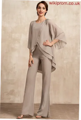 Mother Poll Mother of the Bride Dresses Neck of Floor-Length Bride the Chiffon Jumpsuit/Pantsuit Dress Scoop